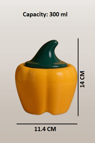 Set of 2 Ceramic Bell Pepper/Capsicum Decorative Pickle Jar/Food Storage Jar