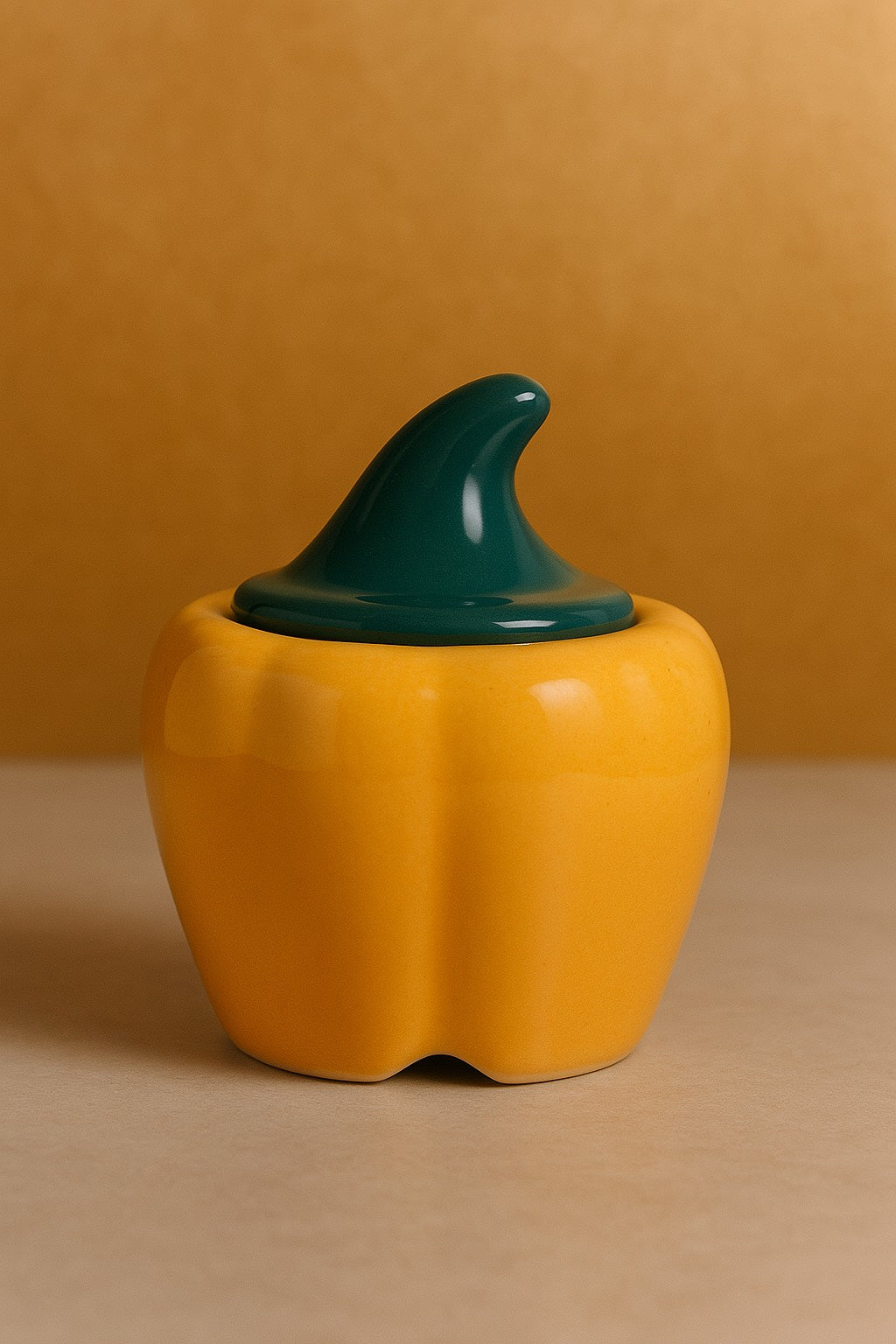 Set of 2 Ceramic Bell Pepper/Capsicum Decorative Pickle Jar/ Food Storage Jar