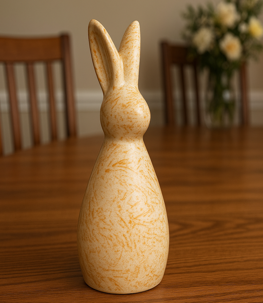 Handcrafted Ceramic Decor Bunny Figurine – Speckled Yellow Decorative Accent