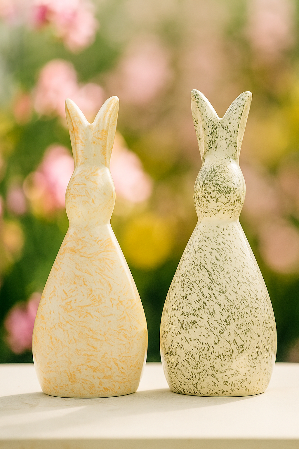 Set of 2 Handcrafted Ceramic Decor Bunny Figurine