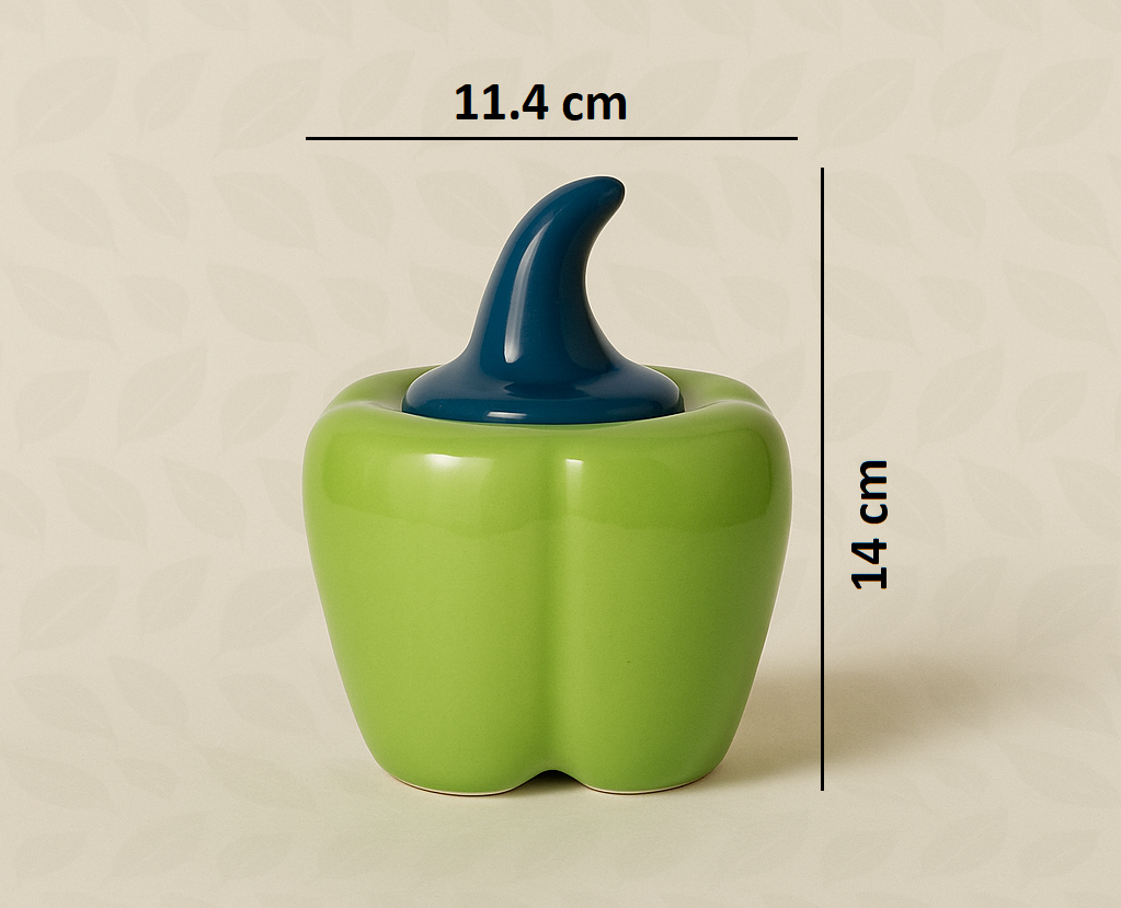Set of 2 Ceramic Bell Pepper/Capsicum Decorative Pickle Jar/ Food Storage Jar