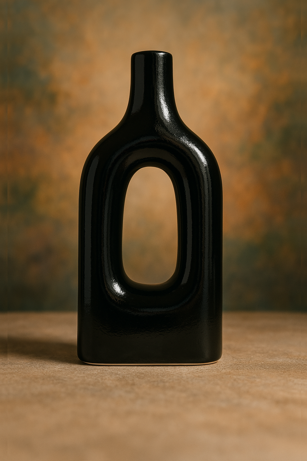 Home Decor Ceramic Flower Vase Minimalist Arch Design- Black