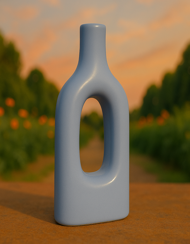 Home Decor Ceramic Flower Vase Minimalist Arch Design- Light Purple