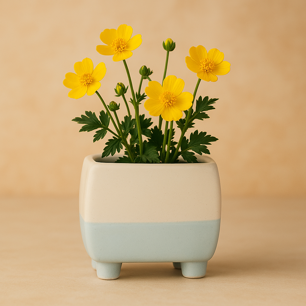 Modern Square Ceramic Planter Pot with Legs