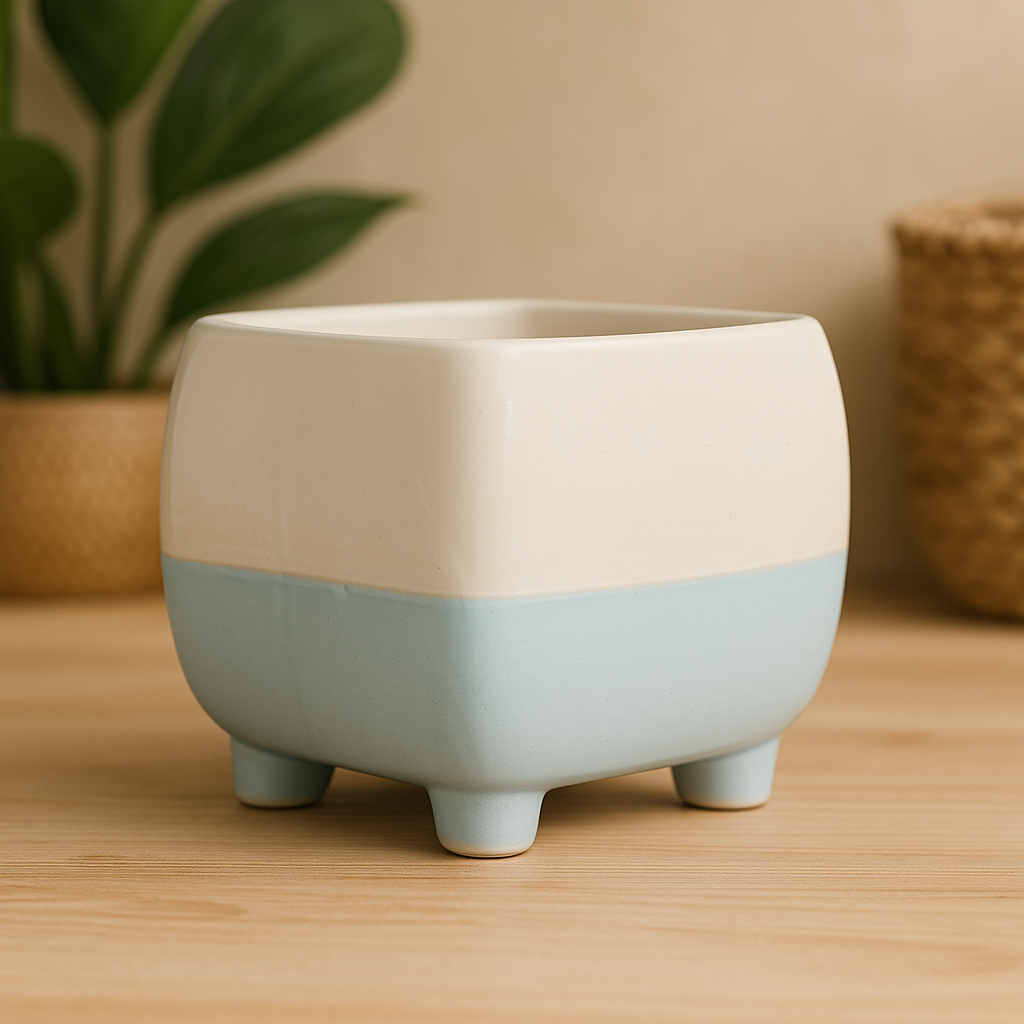 Modern Square Ceramic Planter Pot with Legs