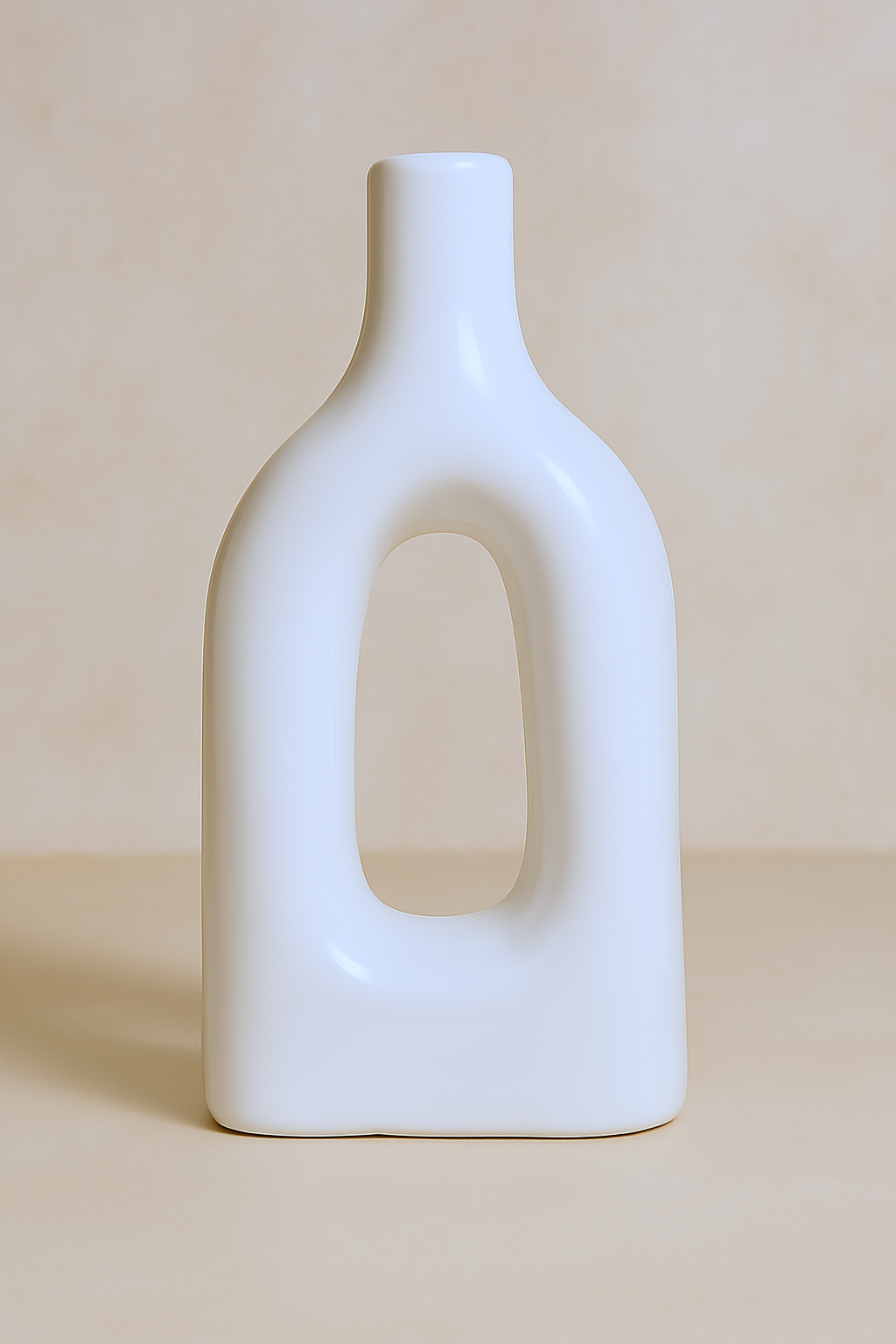 Home Decor Ceramic Flower Vase Minimalist Arch Design - White