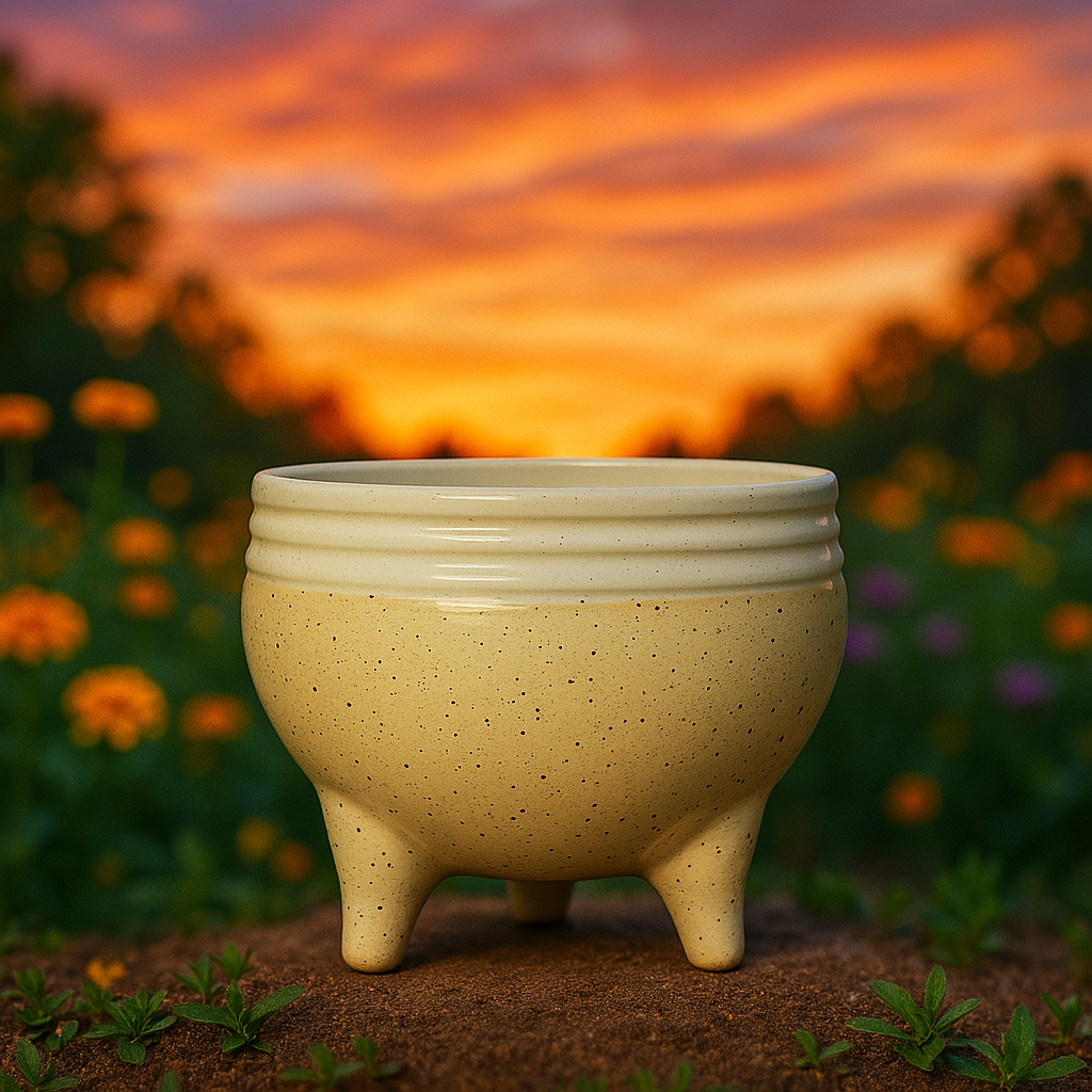 Tripod Ceramic Planter Flower Pot for Indoor & Outdoor Use