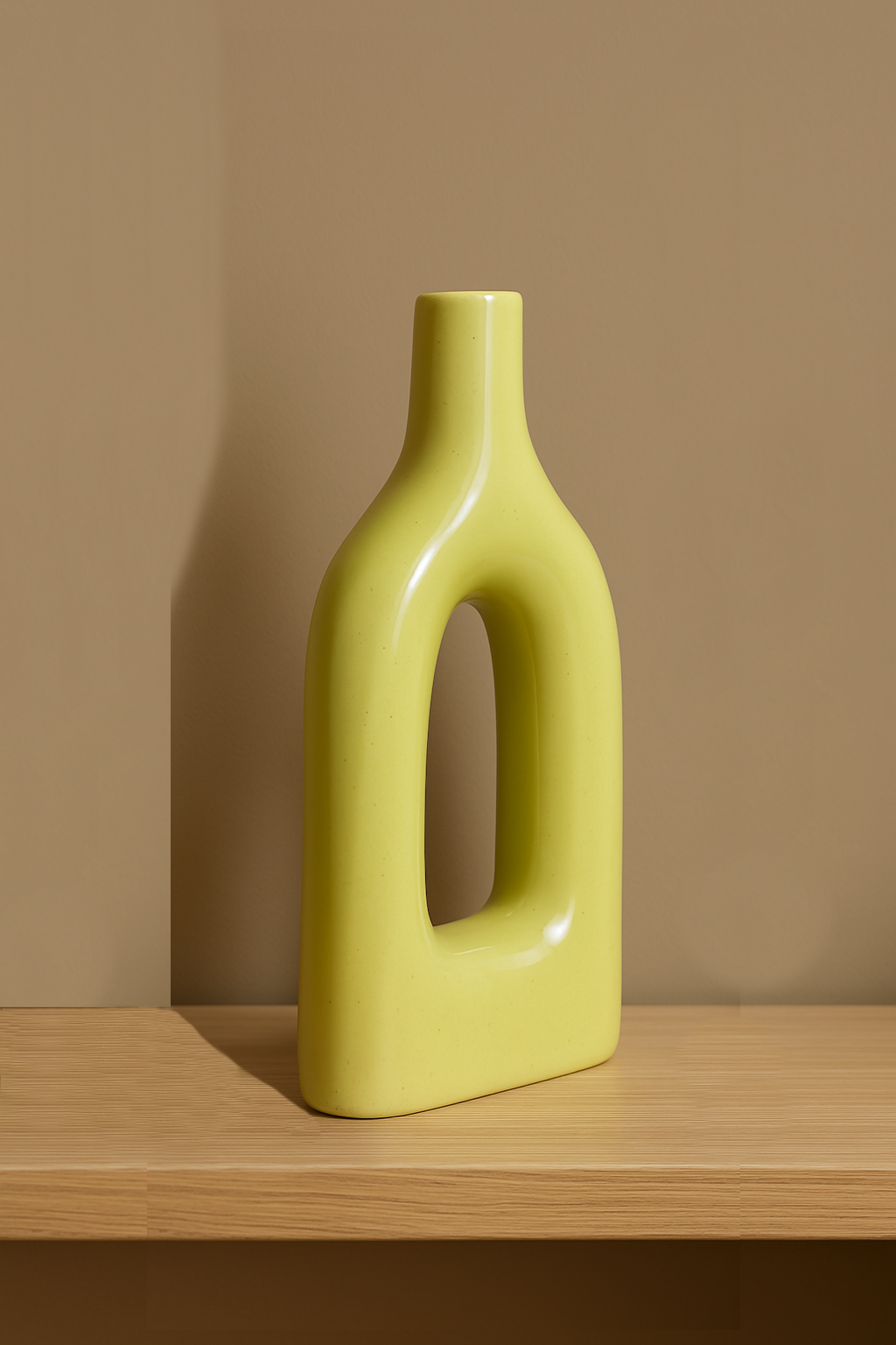 Home Decor Ceramic Flower Vase Minimalist Arch Design - Light Yellow