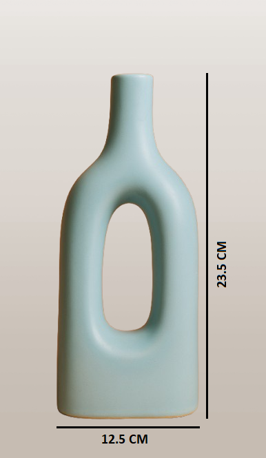 Home Decor Ceramic Flower Vase Minimalist Arch Design- Sky Blue