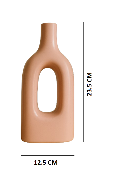 Home Decor Ceramic Flower Vase Minimalist Arch Design- Pink
