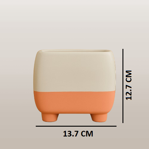 Modern Square Ceramic Planter with Legs  Decor Ceramic Pot