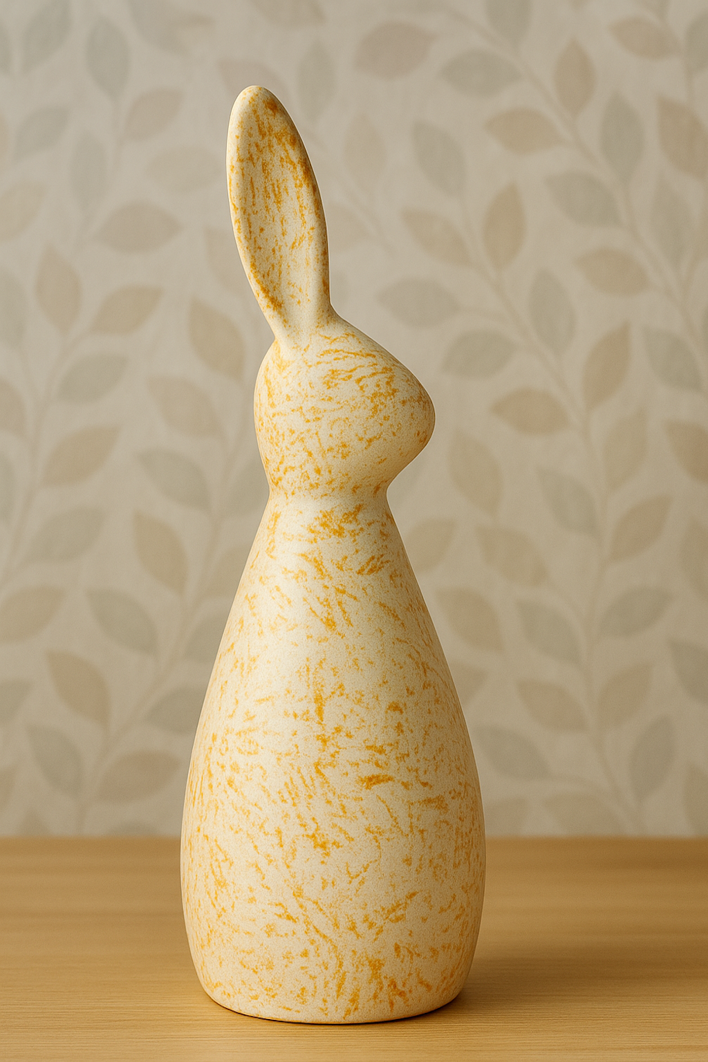 Handcrafted Ceramic Decor Bunny Figurine – Speckled Yellow Decorative Accent