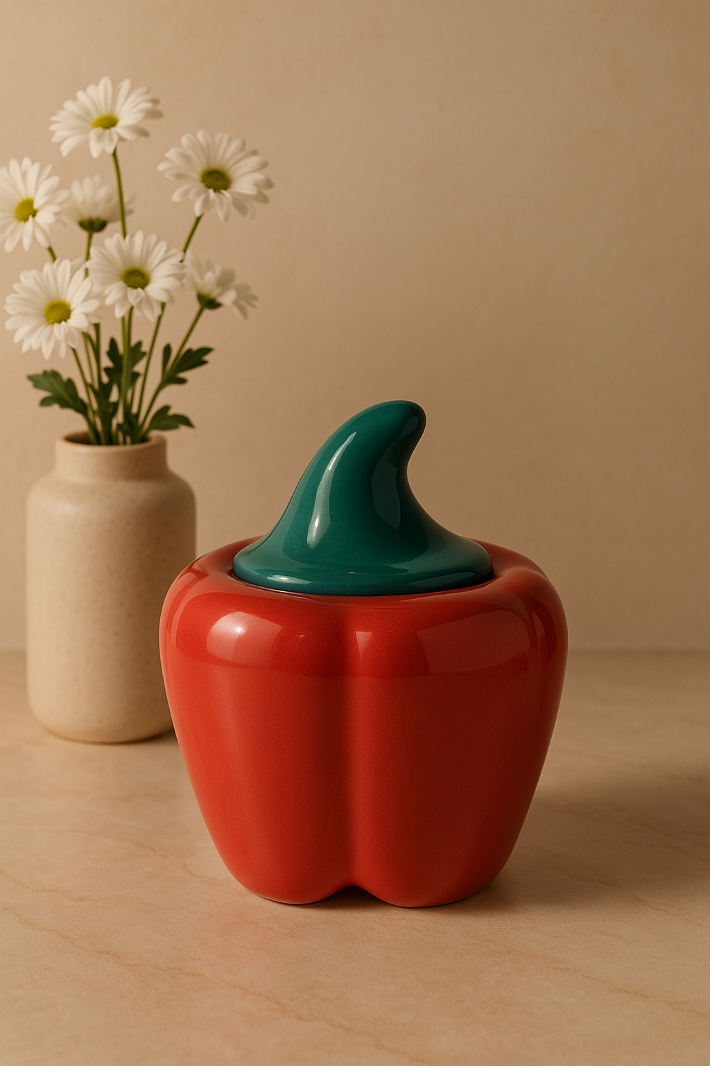 Set of 2 Ceramic Bell Pepper/Capsicum Decorative Pickle Jar/Food Storage Jar