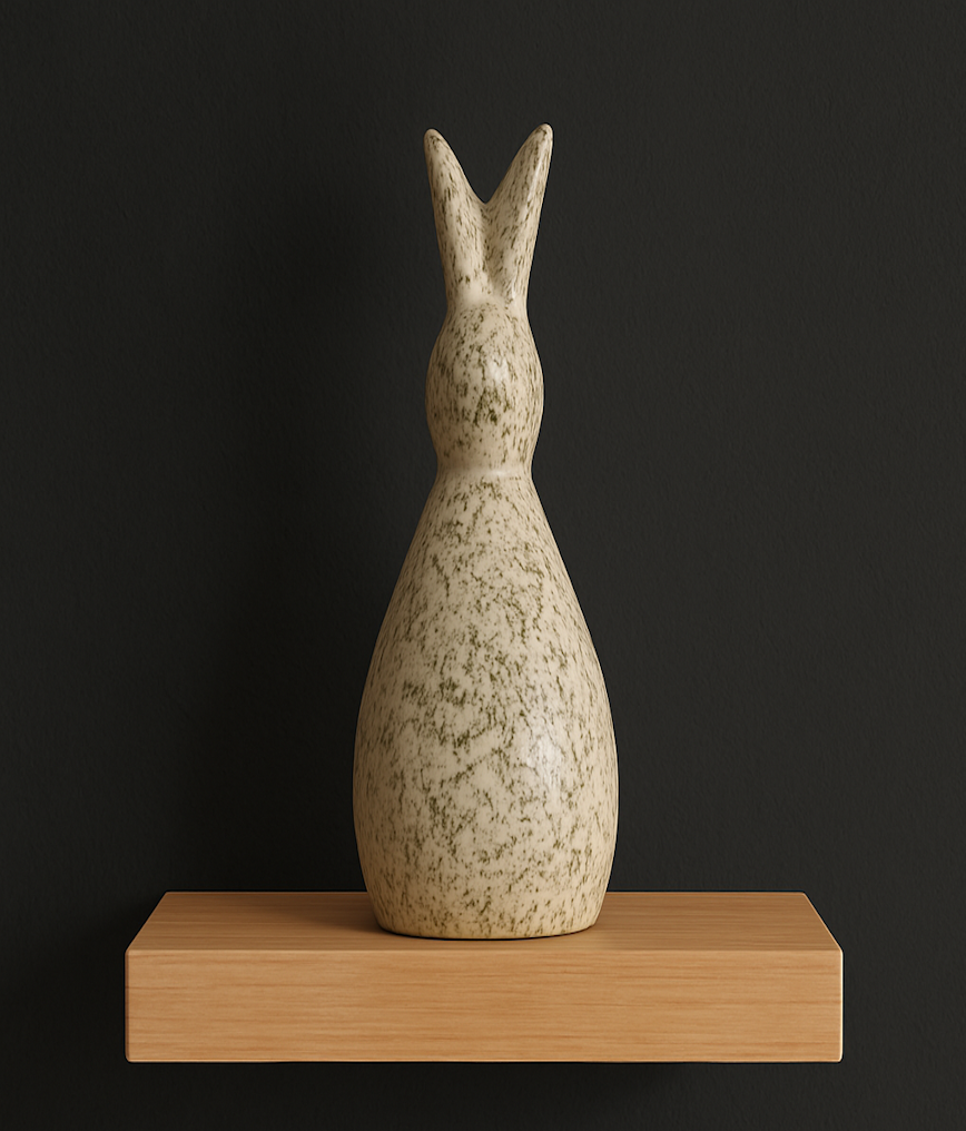 Handcrafted Ceramic Decor Bunny Figurine – Speckled Green Decorative Accent