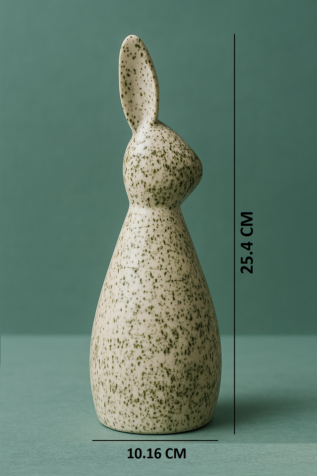 Set of 2 Handcrafted Ceramic Decor Bunny Figurine Green