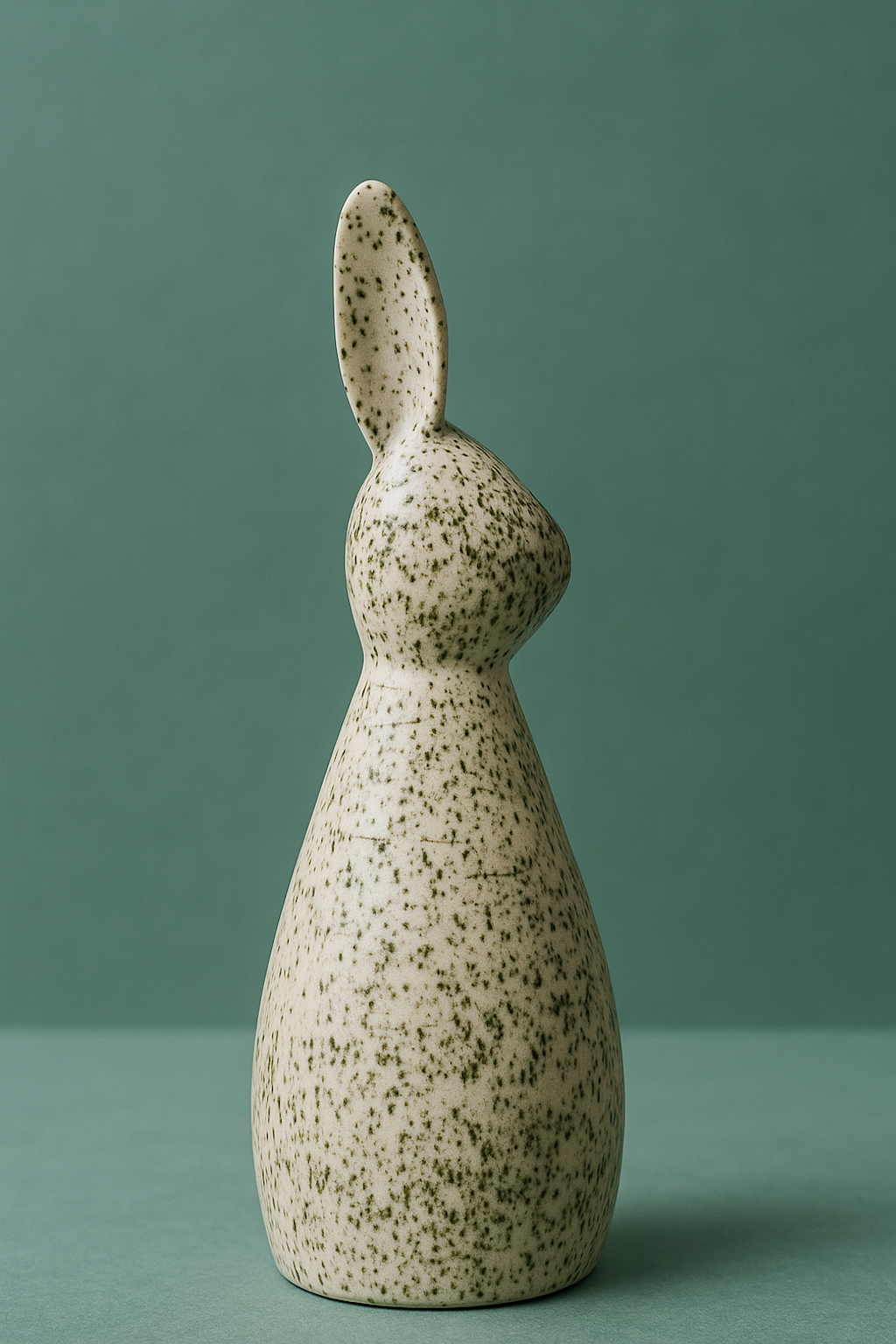 Handcrafted Ceramic Decor Bunny Figurine – Speckled Green Decorative Accent