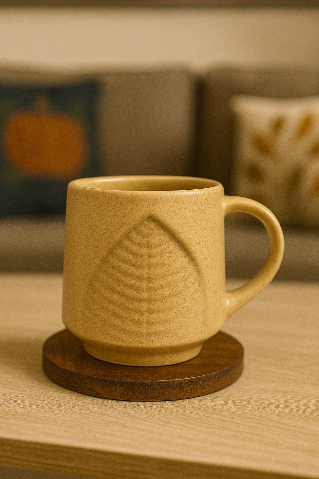 YUTORI Handcrafted 3D Ceramic Coffee Mugs | Artistic Floral Design | 450ml | Perfect for Tea, Coffee & Gifting | Microwave Safe Light Tan Colour- 1 Pcs