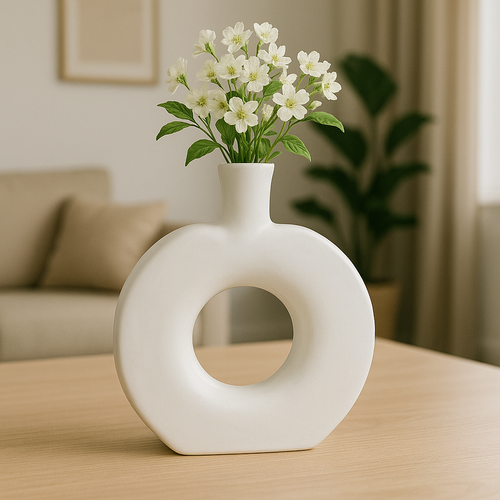 Apple Ceramic Home Decor Flower Showpiece Vase-White
