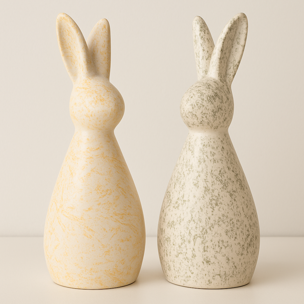 Set of 2 Handcrafted Ceramic Decor Bunny Figurine