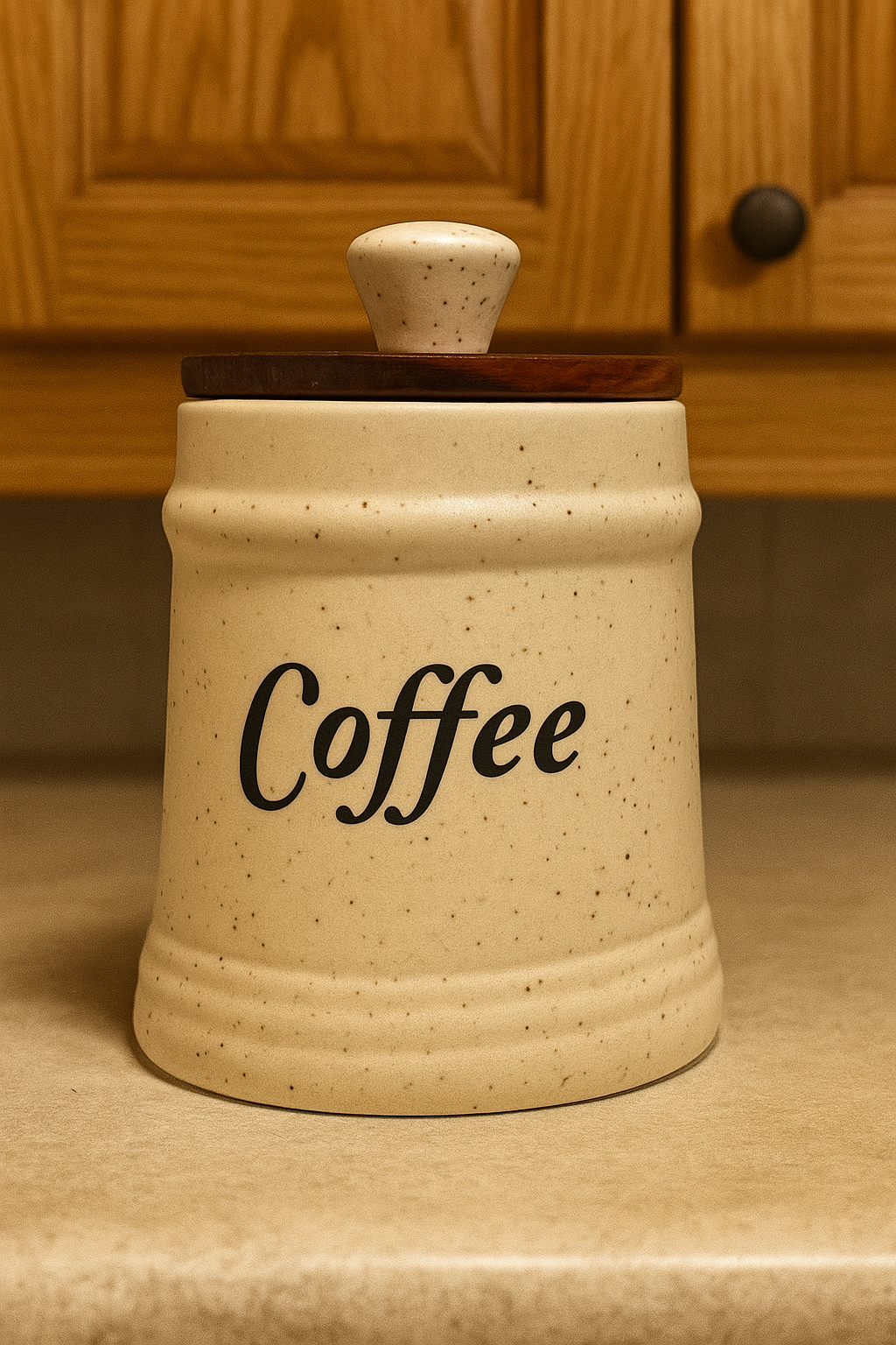 YUTORI Ceramic Kitchen Storage Jars with Wooden Lids – Set of 3 (Sugar, Tea, Coffee) | Airtight Kitchen Container - 400 Ml Each