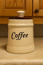YUTORI Ceramic Kitchen Storage Jars with Wooden Lids – Set of 3 (Sugar, Tea, Coffee) | Airtight Kitchen Container - 400 Ml Each