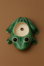 Cute Frog Shaped Ceramic Planter Pot – Indoor/Outdoor Decorative Planter for Small Plants