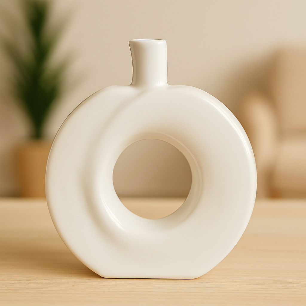 Apple Ceramic Home Decor Flower Showpiece Vase-White