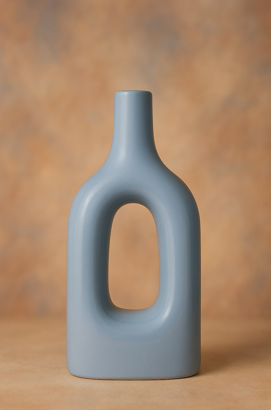Home Decor Ceramic Flower Vase Minimalist Arch Design- Light Purple