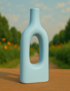 Home Decor Ceramic Flower Vase Minimalist Arch Design- Sky Blue