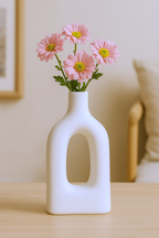 Home Decor Ceramic Flower Vase Minimalist Arch Design - White