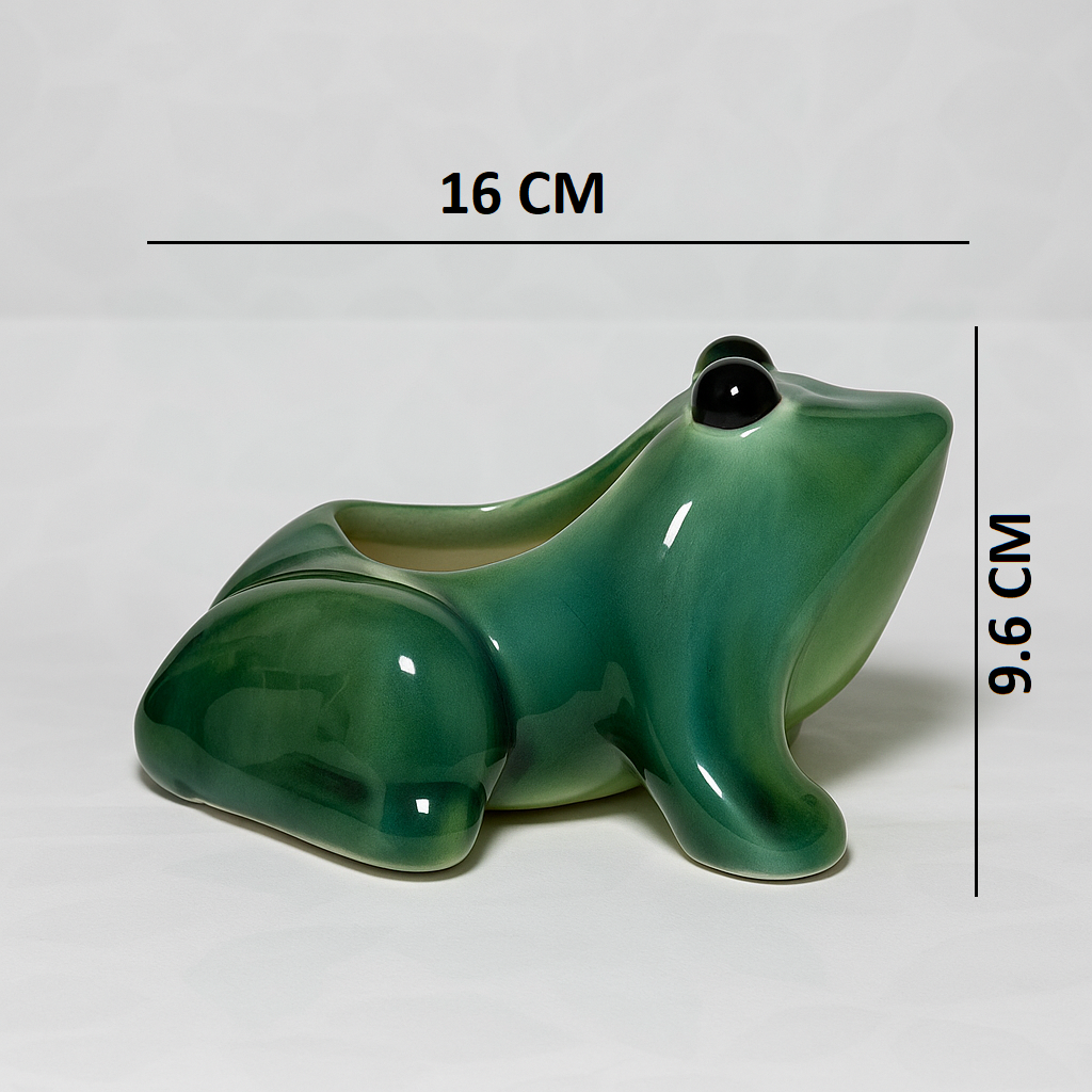 Cute Frog Shaped Ceramic Planter Pot – Indoor/Outdoor Decorative Planter for Small Plants