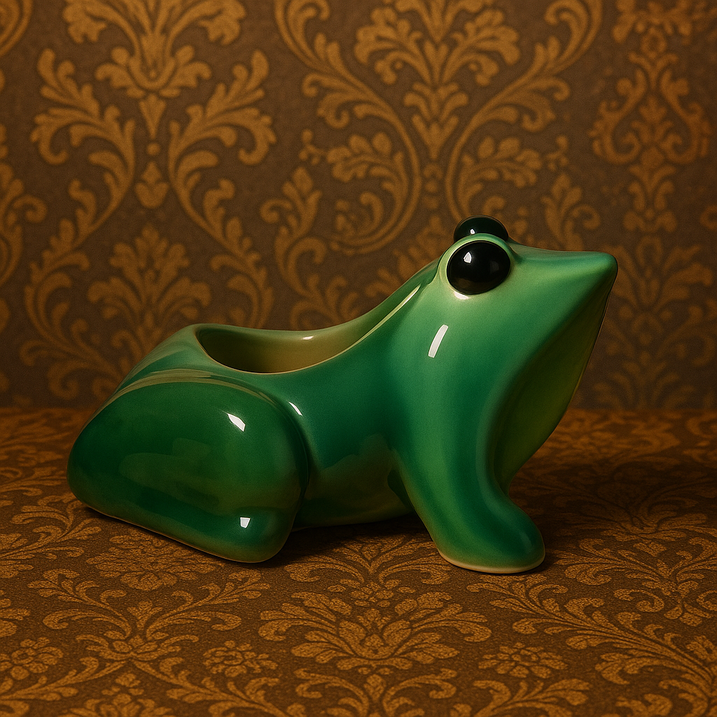 Cute Frog Shaped Ceramic Planter Pot – Indoor/Outdoor Decorative Planter for Small Plants