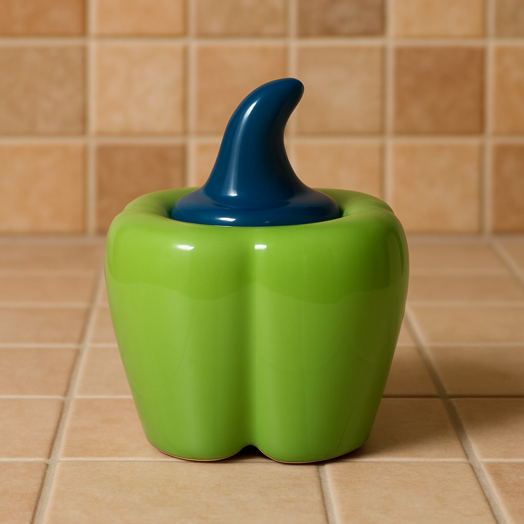 Set of 2 Ceramic Bell Pepper/Capsicum Decorative Pickle Jar/ Food Storage Jar