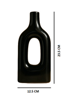 Home Decor Ceramic Flower Vase Minimalist Arch Design- Black