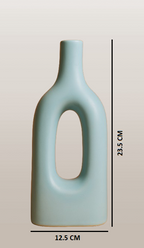 Home Decor Ceramic Flower Vase Minimalist Arch Design- Sky Blue