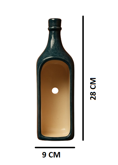Ceramic Wine Bottle Planter for Indoor and Outdoor- Blue