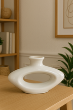 Chirag Shape Flower Vase for Home Décor - White