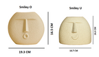 Set of 2 Modern Smiley o and Smiley u Face Ceramic Vase Matte Finish Showpiece