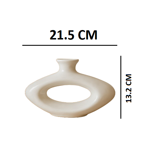 Chirag Shape Flower Vase for Home Décor - White