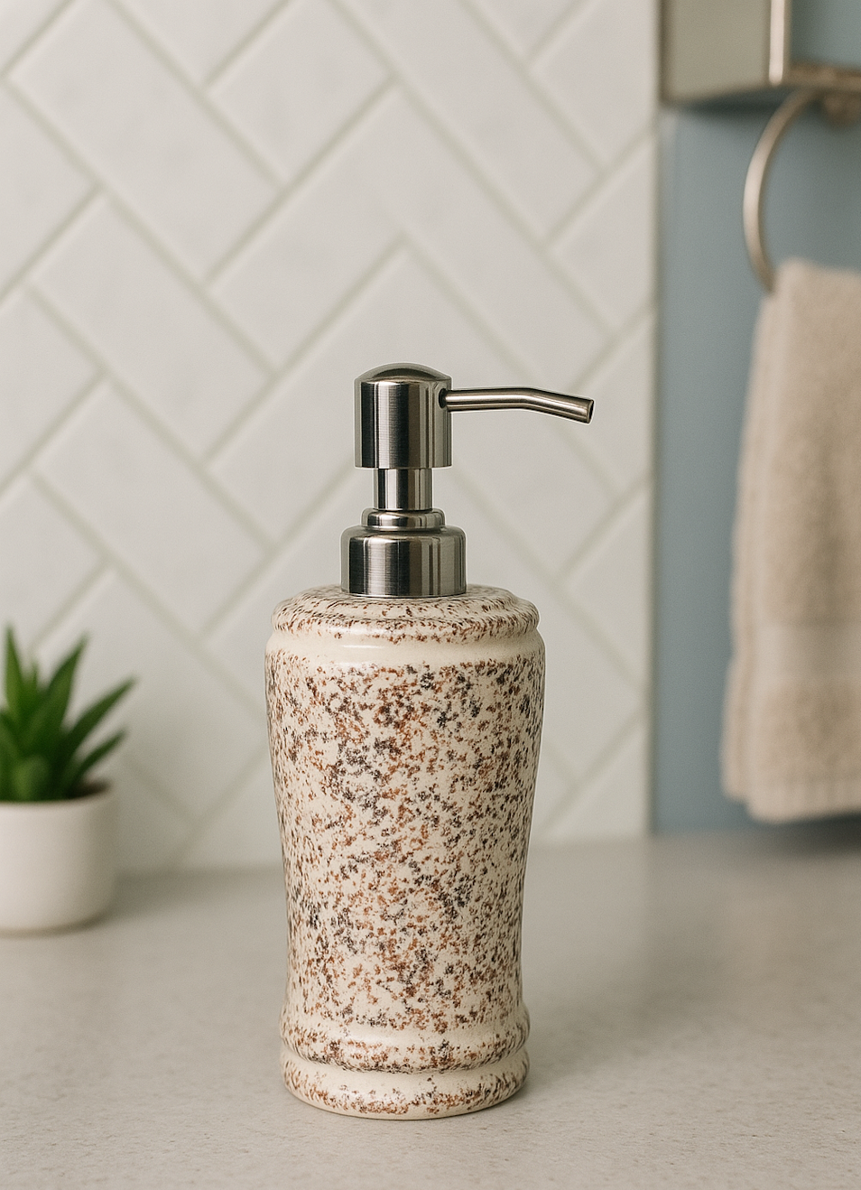 Rustic Speckled Ceramic Hand Wash Refillable Dispenser