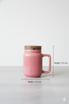YUTORI Handmade Ceramic Coffee Mug with Lid – Pink Glazed with Drip Design– Cute & Stylish Drinkware for Home & Office | Perfect for Tea, Coffee & Gifting | Microwave Safe- 600ml