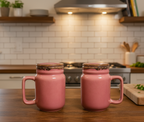 YUTORI Handmade Ceramic Coffee Mug with Lid – Pink Glazed with Drip Design– Cute & Stylish Drinkware for Home & Office | Perfect for Tea, Coffee & Gifting | Microwave Safe- 600ml