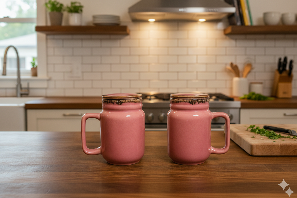YUTORI Handmade Ceramic Coffee Mug with Lid – Pink Glazed with Drip Design– Cute & Stylish Drinkware for Home & Office | Perfect for Tea, Coffee & Gifting | Microwave Safe- 600ml