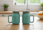 Handmade Ceramic Coffee Mug with Lid – Aquamarine Glazed with Drip Design– Cute & Stylish Drinkware for Home & Office | Perfect for Tea, Coffee & Gifting | Microwave Safe- 600ml