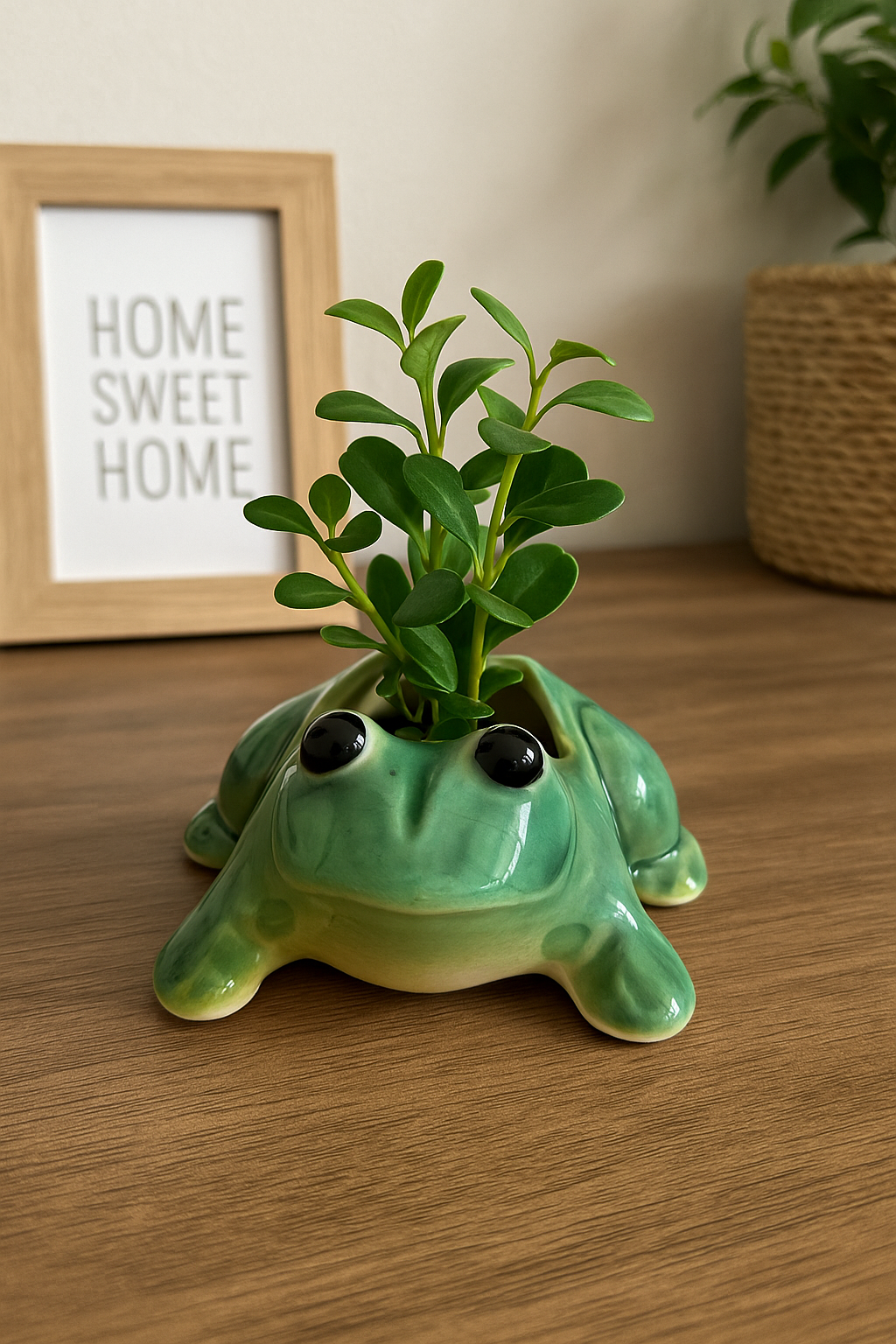 Cute Frog Shaped Ceramic Planter Pot – Indoor/Outdoor Decorative Planter for Small Plants