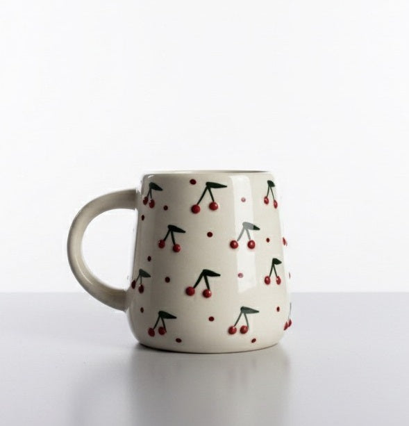 Set of 1 Ceramic Coffee Mug with Colorful 3D Cherry Design – Cute & Stylish Drinkware for Home & Office | Perfect for Tea, Coffee & Gifting | Microwave Safe- 450ml Capacity