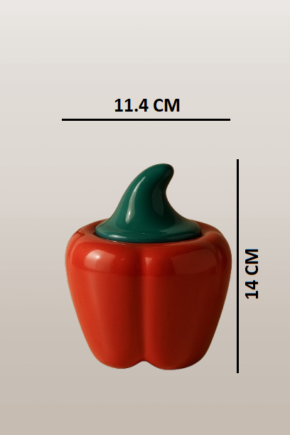 Set of 2 Ceramic Bell Pepper/Capsicum Decorative Pickle Jar/Food Storage Jar