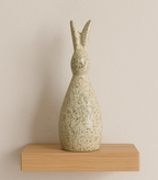 Handcrafted Ceramic Decor Bunny Figurine – Speckled Green Decorative Accent