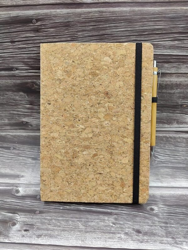 Cork Notebook Diary, 88 Sheets/176 Pages With 1 Bamboo Ball Pen- Size A5/80 GSM - Image 2