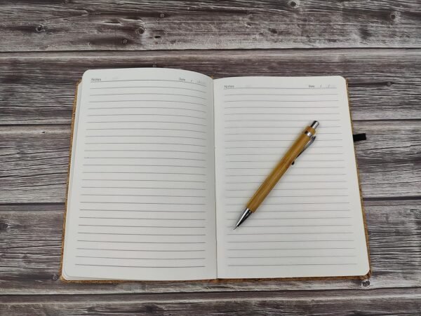 Cork Notebook Diary, 88 Sheets/176 Pages With 1 Bamboo Ball Pen- Size A5/80 GSM - Image 3